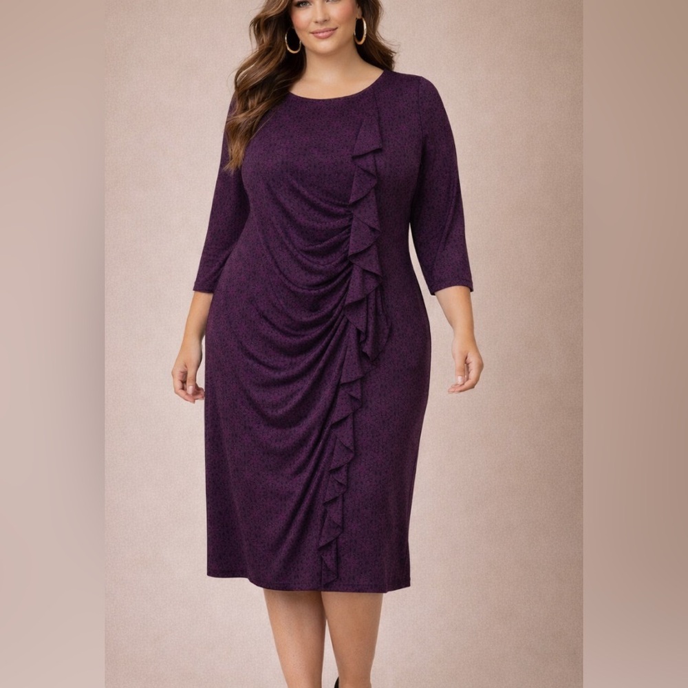NWT Marcelle Margaux Elegant Purple 3/4 sleeve details Women's Dress size 3X